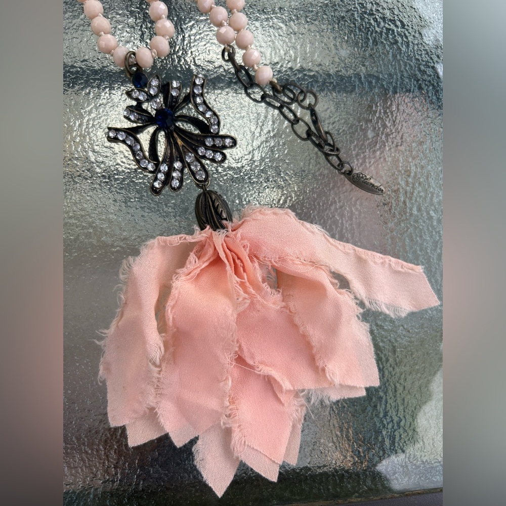 Plunder Velda Pink and Blue Floral Pendant Necklace